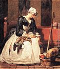 Jean Baptiste Simeon Chardin Canvas Paintings - The Embroiderer